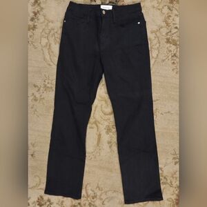 Frame Denim Black High Straight Jeans